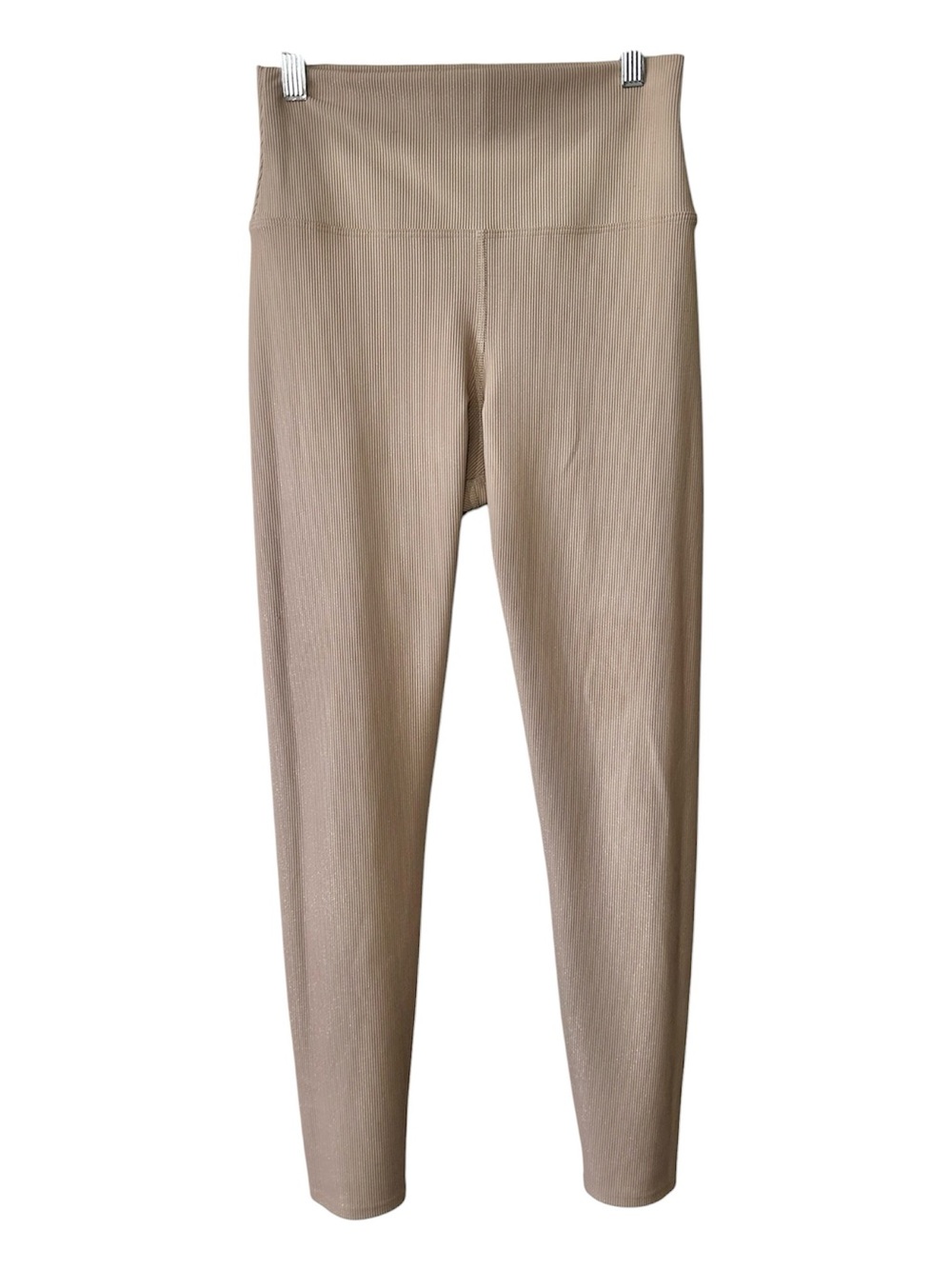 Beach Riot Sport Revolve Taupe w/Gold Glitter Ribbed Full Length Leggings-Medium